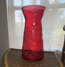 Indiana Glass Company Rosette pattern with acorn base Ruby Red 10&rdquo; Vase