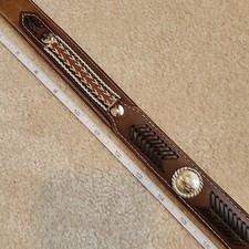 Nocona KIDS Black Brown Western Braided Belt With Silver Concho Size 26 RODEO