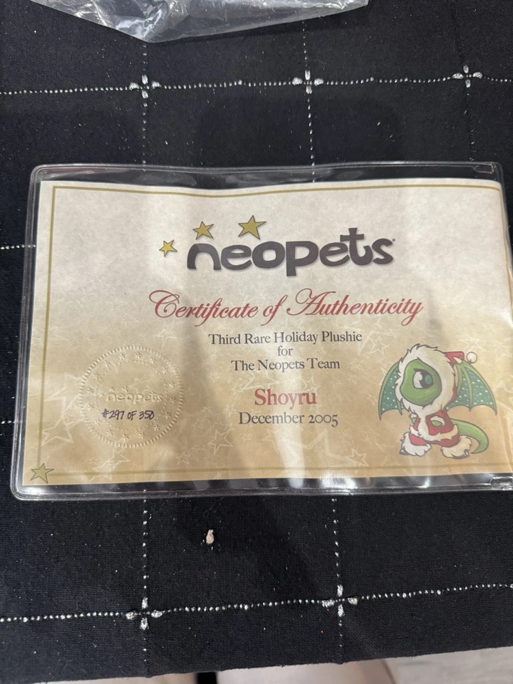 Neopets Staff Exclusive Christmas SHOYRU,  MAZZEW, BOX W DRAWING and CERTIFICATE - Image 4 of 4