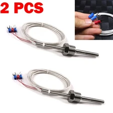 2PCS RTD Pt100 Temperature Sensor Stainless Steel Probe 3 Wires Cable