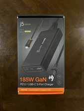 j5create 185W GaN PD 3.1 USB-C 3-Port Charger JUP37185 | BRAND NEW, SEALED