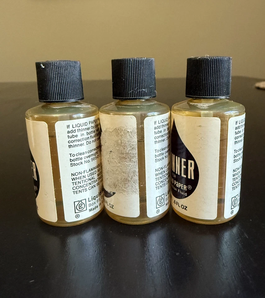 Lot of 3 Vintage LIQUID PAPER THINNER #565-01 - 3/4 Full - Image 2 of 2