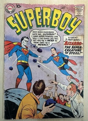 Superboy #68, 1st App Bizarro, 1958 Early 10¢ Silver Age DC Comic, Good Complete