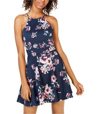Speechless Womens Floral Fit & Flare Dress