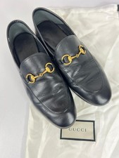 GUCCI Loafer Mules Flats Brixton Horsebit Black Nappa Leather uk4 37 ref mp