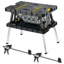Keter Folding Portable Workbench Sawhorse *COMES WITH 2 CLAMPS* Worktable 197283