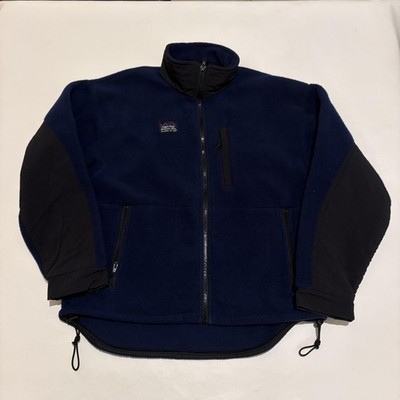 Jagged Edge Mountain Gear Jacket Mens Medium Blue Fleece Zip Hiking Made USA