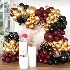 Burgundy and Gold Balloons Arch Kit-148pcs Maroon 