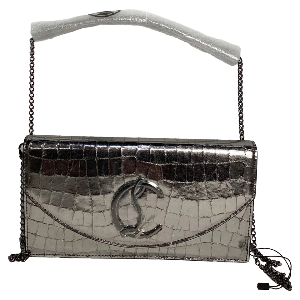 Bolso sin asas Christian Louboutin Loubi54 en cuero metálico para mujer plateado talla única