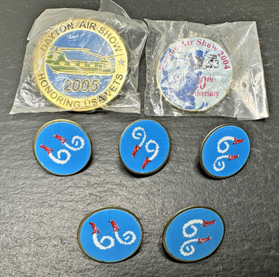 DAYTON AIR SHOW 2004, 2005 SOUVENIR PINS + 5 '99 RED PLANE PINS N538