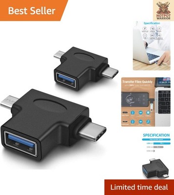 High-Speed 2 Pack USB 3.0 to Micro USB & Type C OTG Adapters for Smart Devices