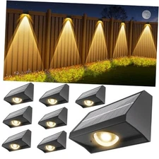 Solar Fence Lights Outdoor Waterproof High Brightness LED Spot 8 Pack Black