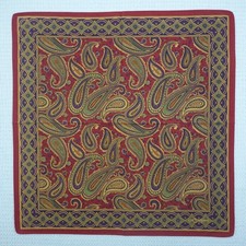 POLO RALPH LAUREN Paisley RedCotton Mini Scarf Pocket Square 19.5" X 19..5" Q752