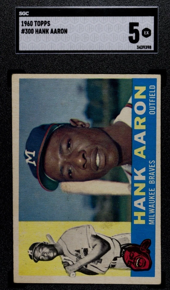 🔥🟥Hank Aaron🟦🔥 1960 Topps #300 SGC 5 EX Vintage HOF Braves Foto 3 de 4