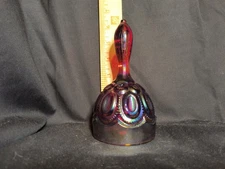 Vintage Moon & Star Pattern Carnival Glass Bell Ruby Red Mint Condition 