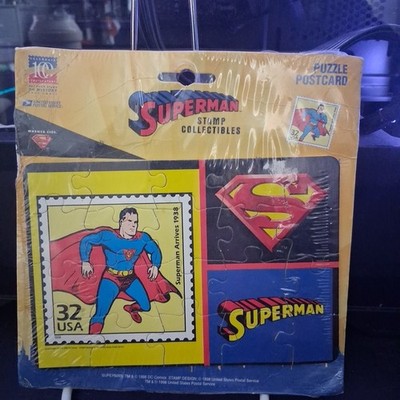 SUPERMAN STAMP/PUZZLE POSTCARD Post Office  USPS- COMMEMORATIVE 1998