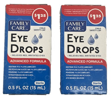 2X Advanced Lubricant Eye Drops Tears Dry Eye Redness Relief 0.5 oz EXP 8/27