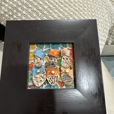 Puerto Rican Folk Art  Artist Signed 3 Wise Men On A Mosaic Background 7.5”x7.5”