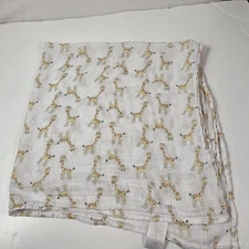 Ideal Baby Aden + Anais White Yellow Giraffe Muslin Blanket Infant Swaddle Lovey