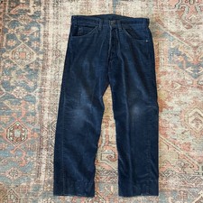 Vintage Levis 1980's Corduroy 536 Pants Mens 34x26 hem USA Made Dark Blue READ