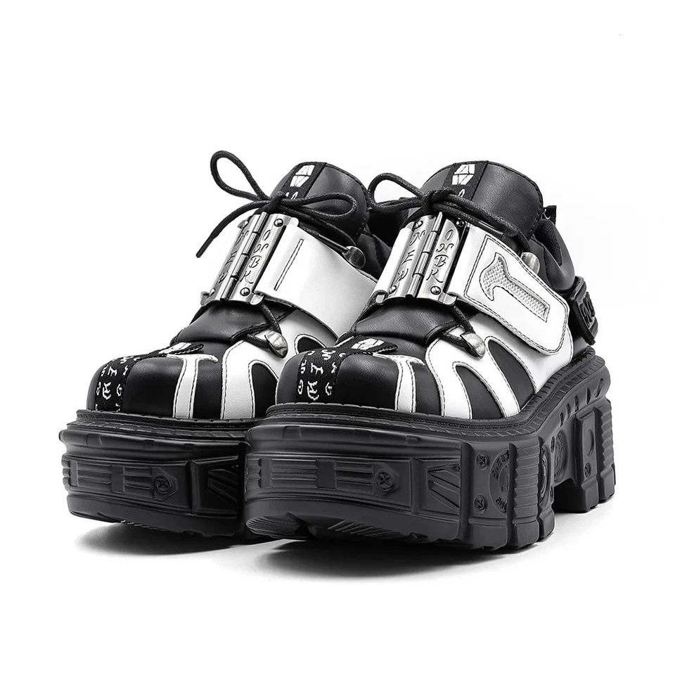 Woman Sneaker Heel Height Platform Punk Style Shoes Gothic Rock Boot Metal Decor - Image 2 of 4