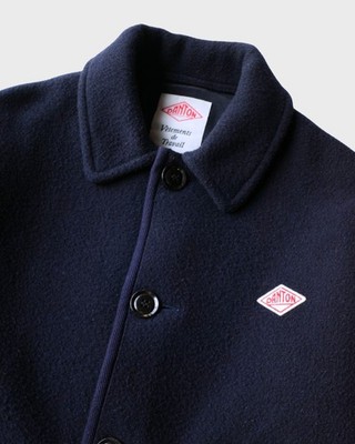 Danton Wool Light Pile Coverall Jacket Size 36 Navy Blue Made in