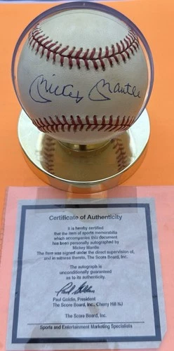 Mickey Mantle Autographed Baseball With Certificate Of Authenticity