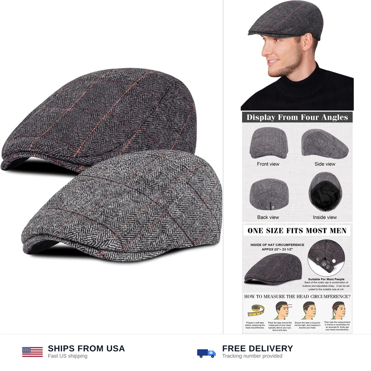 Men's Newsboy Caps for Sale - eBay