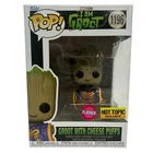 FUNKO POP MARVEL STUDIOS I AM GROOT WITH CHEESE PUFFS # 1196 FLOCKED HOT TOPIC