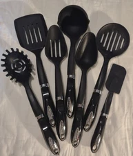 7 Cuisinart Silicone Utensil Kitchen Tools Ladle Turner Spaghetti Flat Spoons 