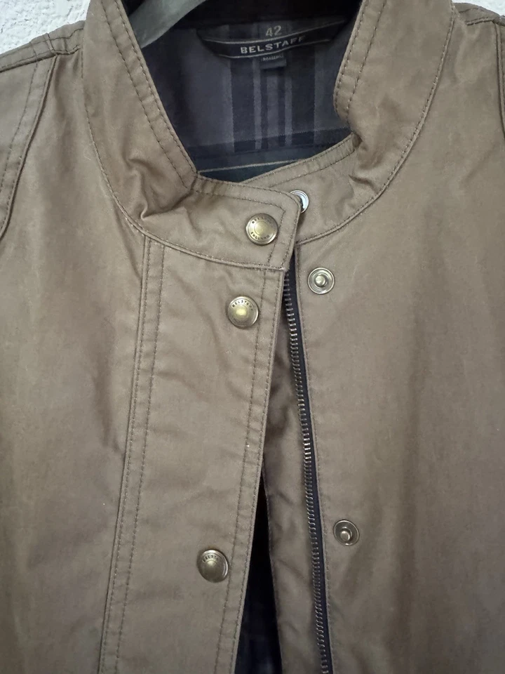 Chaqueta vintage para mujer Belstaff talla 42, algodón encerado en verde oliva oscuro Foto 4 de 4