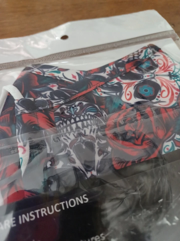 ReUsable Face Masks "Day Of The Dead" 💀🌹2-Pack 100% Polyester NIP Primeware  - Image 3 of 4