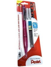 NEW Pentel Twist-Erase Click 0.7mm Mechanical Pencil w/Lead Erasers PINK PD277