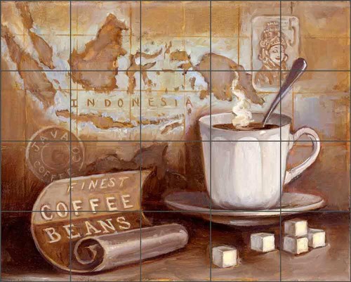 Mural de cerámica artística Theresa Kasun salpicadero azulejo de café EC-TK002 - Imagen 3 de 4
