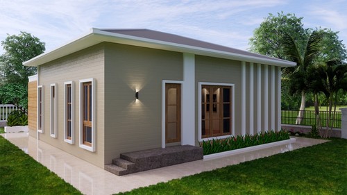36x36 Feet House Plan 11x11 Meter 3 Beds 2 Baths Hip Roof PDF & (A4 Hard Copy) - Picture 5 of 24