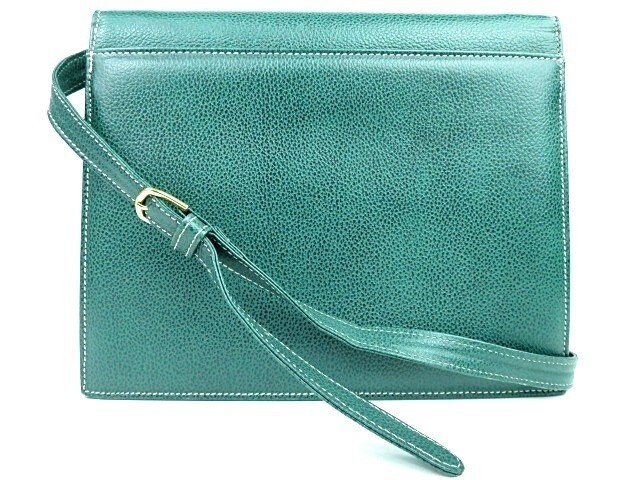 Autentica borsa a tracolla Yves Saint Laurent vintage logo pelle verde