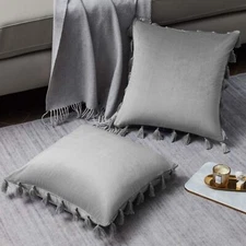 2 Pack Velvet Decorative Throw Pillow Covers for Couch Sofa Bed 20 x 20" Grey