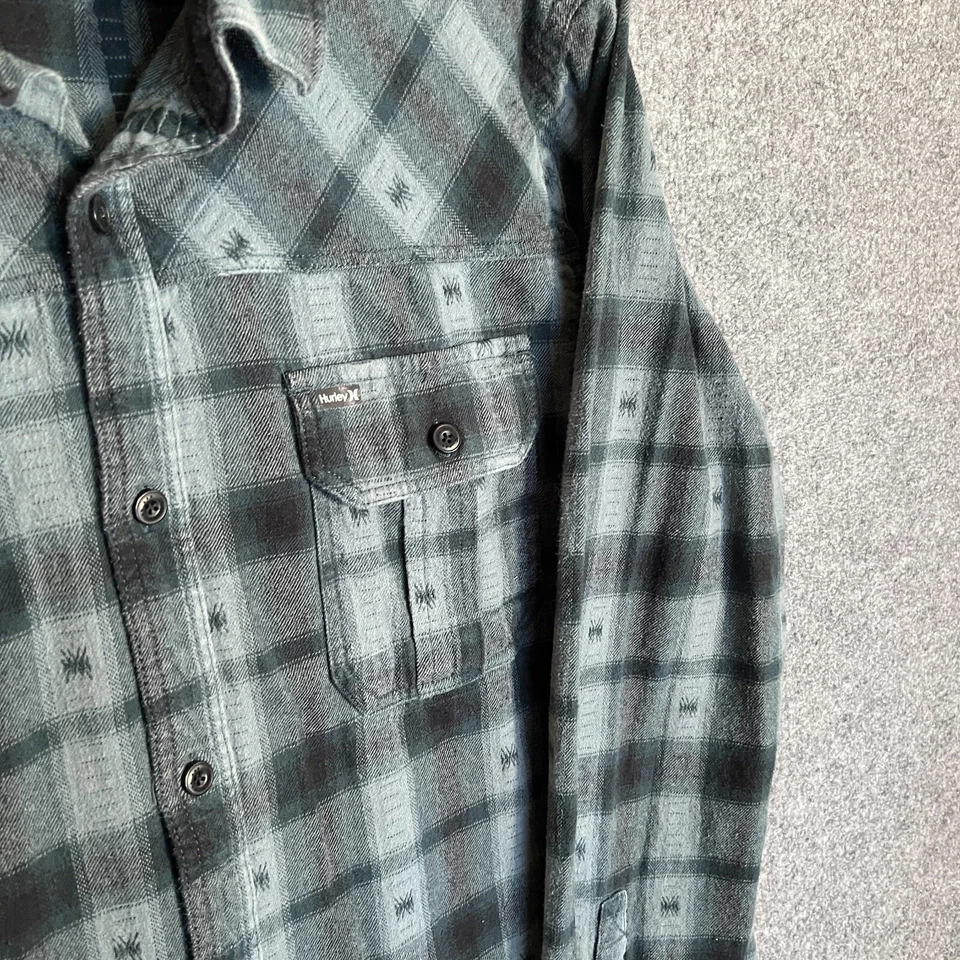 Camisa Hurley Para Hombres 2XL XXL Azul Franela a Cuadros Pesada Gruesa Informal Manga Larga Foto 4 de 4