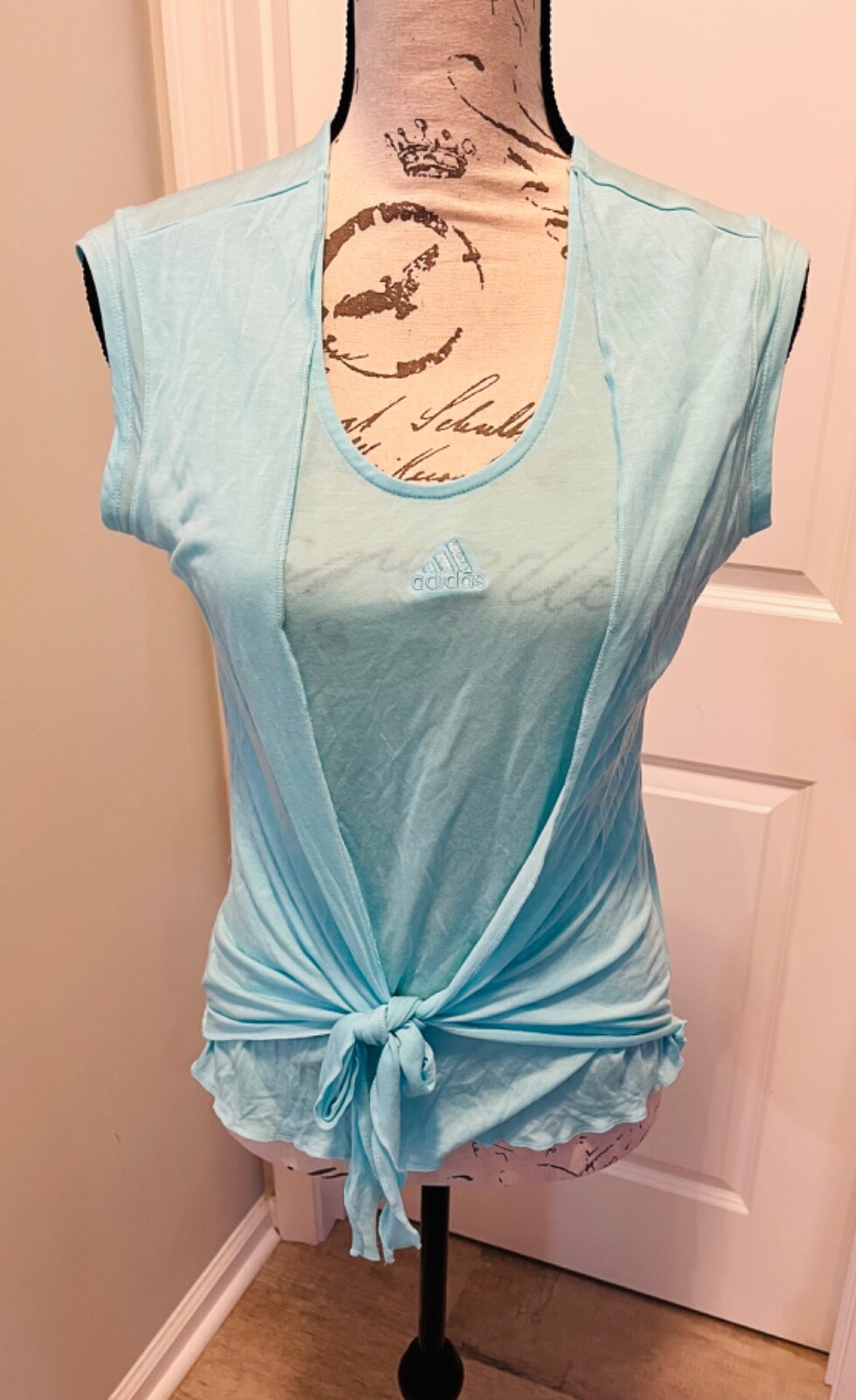 Adidas Women's Size M Basic  Blue Solid Modal Rou… - image 1