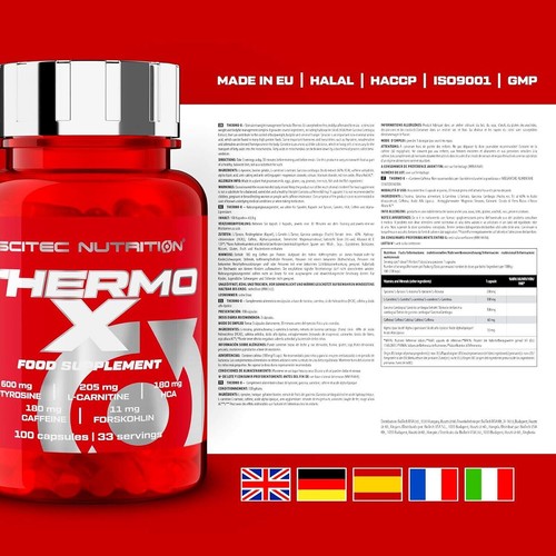 SCITEC THERMO X - 100-300 Kapseln - Shredded Look, Strong Fatburner, Abnehmen - Bild 6 von 11