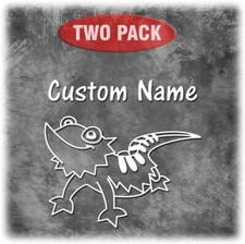 Custom Name - Bearded Dragon Decal - Two Pack white Vinyl Decal window car glass