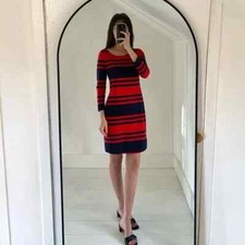 Old Navy Cotton Knit Striped Mini Dress in Red/Navy Size S