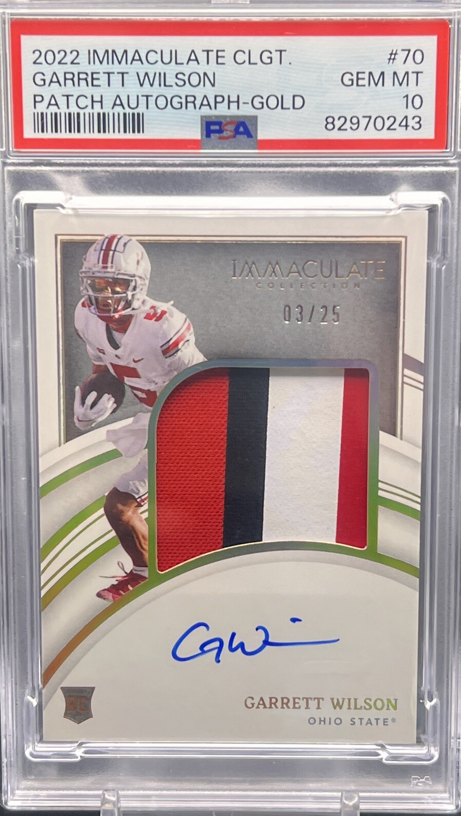 Garrett Wilson Panini Immaculate Collection Collegiate #70 Patch Autograph-Gold