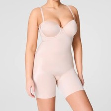 Spanx assets suit your fancy strapless mid thigh bodysuit small