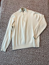 Dockers Quarter Zip Sweater, Regular Fit Size Large White Ribbed