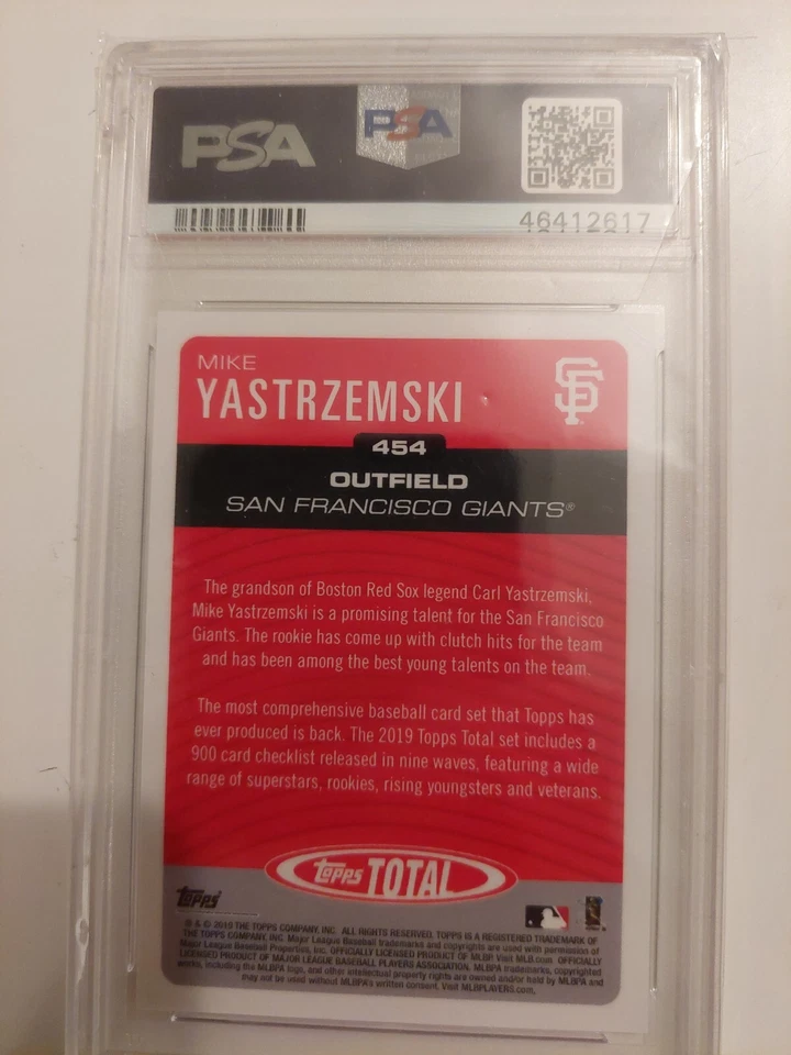 2019 Mike Yastrzemski Topps Total RC PSA 10 - Image 2 of 2