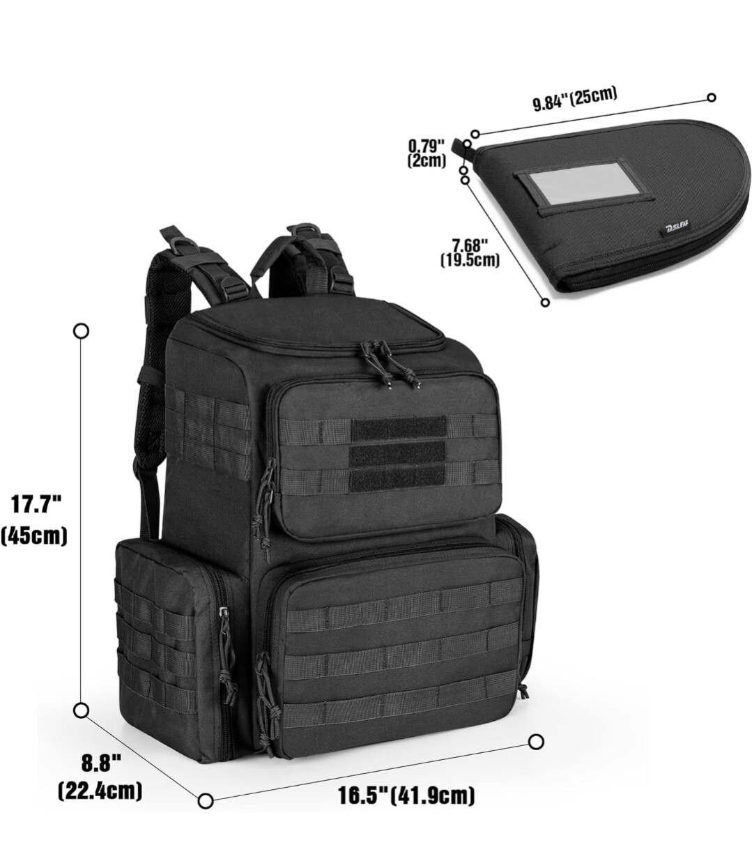 Pistol Gun Range Backpack for Handguns & Ammo, Tactical Shooting Range