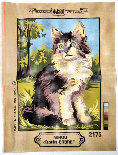Margot Creations de Paris MINOU d'après ERBRET Kitten Needlepoint Canvas 2175