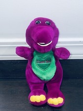 Barney Plush Only Vintage Stuffed Animal Doll Purple Dinosaur Pouch No Talking 1