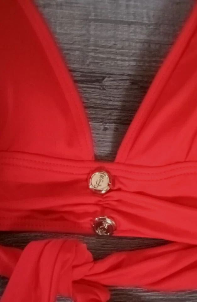 🌞 Nuevo traje de baño bikini rojo de alta costura jUICY Miss Divine pequeño halter Foto 3 de 4